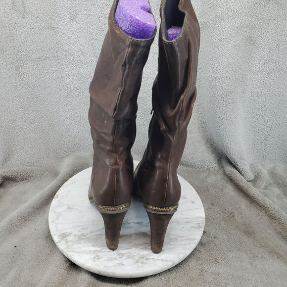 Calvin Klein Boots Womens Size 8.5 Brown Leather Makayla Slouchy Knee Boots - Picture 9 of 12